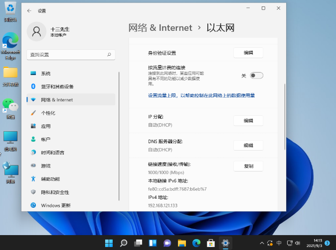 怎么给电脑设置ip地址和子网掩码Win11?