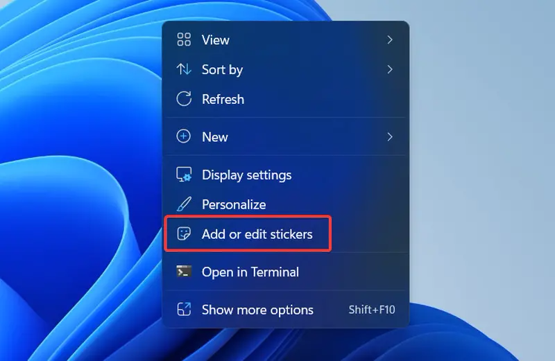 Win11 22H2怎么启用桌面贴纸Desktop Stickers？