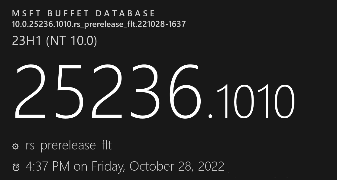 微软Win11 Insider Preview 25236.1010(rs_prerelease)发布！