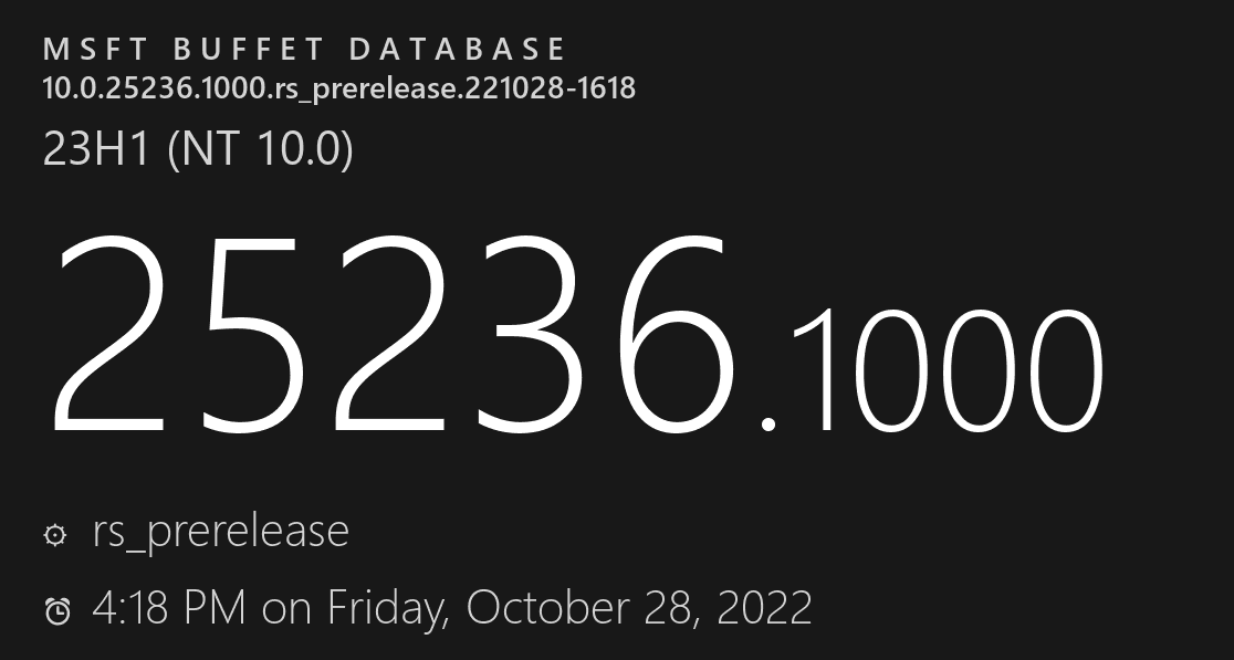 Win11 Insider Preview Build 25236.1000(rs_prerelease)发布！