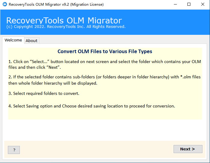 RecoveryTools OLM Migrator v9.2.0 注册版-OLM文件转换恢复