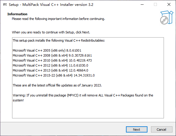 MultiPack Visual C++ Installer