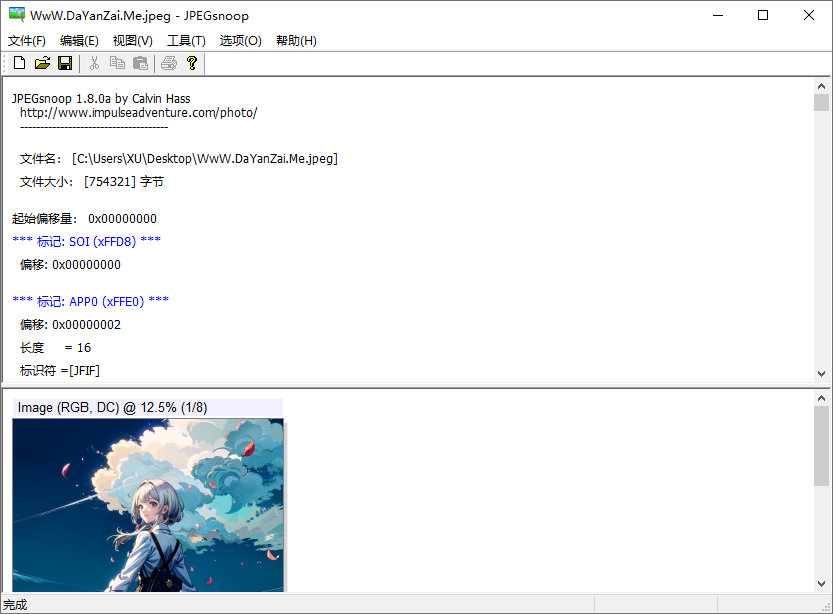 JPEG 格式文件解码工具 JPEGsnoop 中文版 