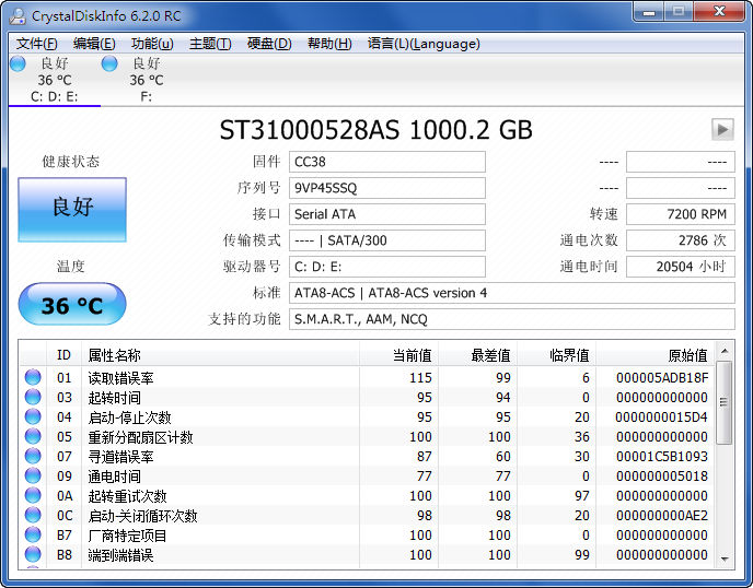 硬盘检测工具软件下载_CrystalDiskInfo绿色单文件版8.17.4