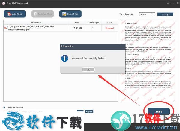 Free PDF Watermark(PDF水印添加工具) v5.8破解版下载