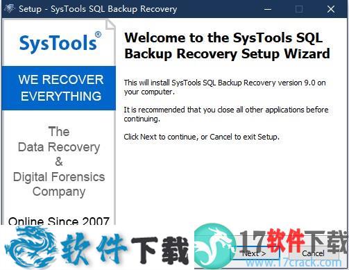 SysTools SQL Backup Recovery v9.0.0 中文破解版（附安装教程）下载
