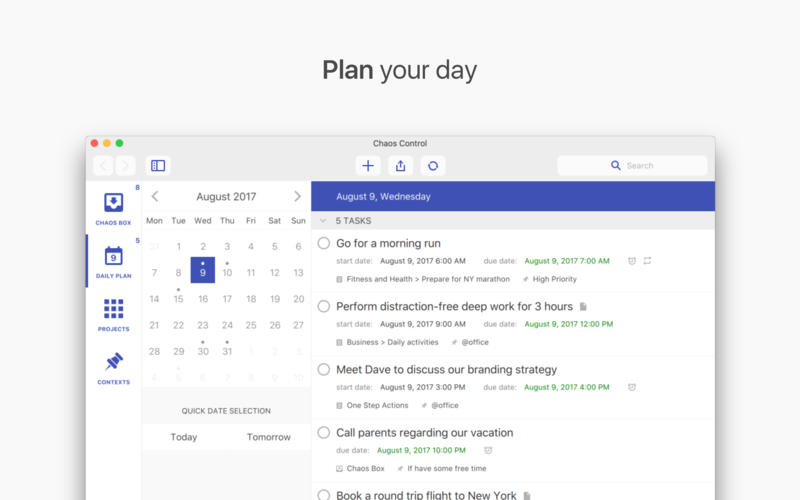 Chaos Control for Mac 1.4.2 破解版 - GTD, Tasks & To-Do Lists