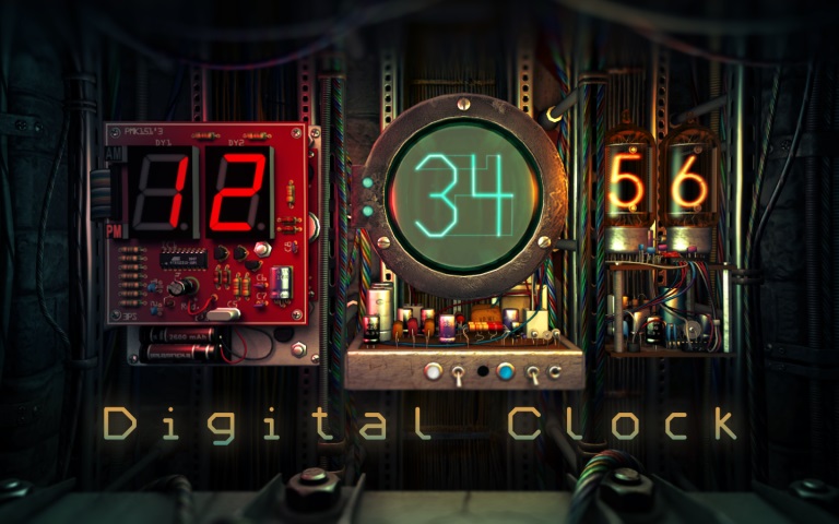 Digital Clock 3D 1.1.2 Mac 破解版 - 3D时钟动态桌面应用