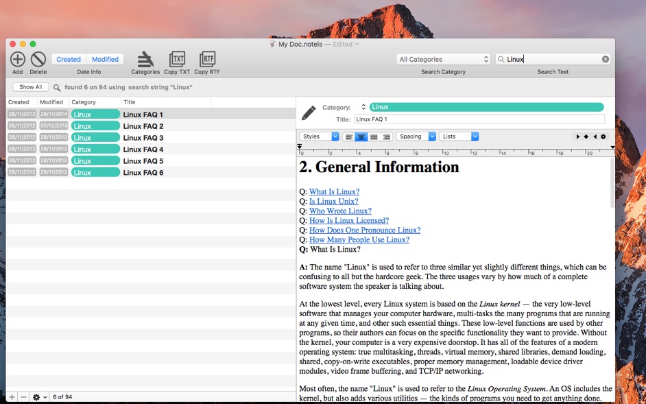 NoteList 4 for Mac 4.0 破解版 - 数据存储工具