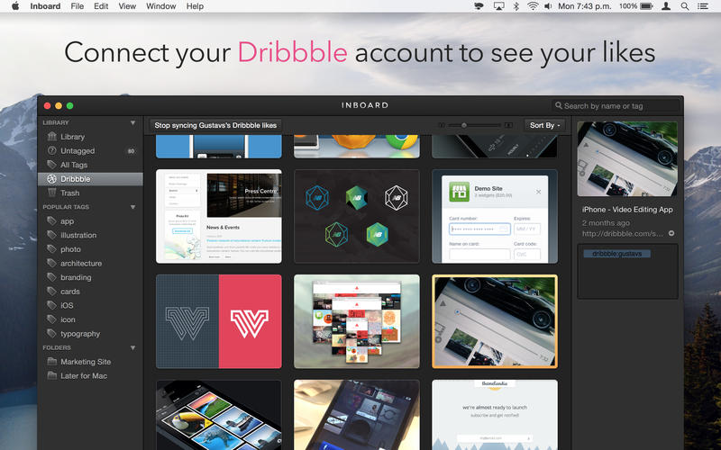 Inboard for Mac 1.1.3 破解版 - 集成Dribbble的强大素材管理器