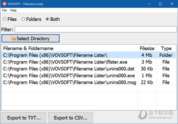 Filename Lister